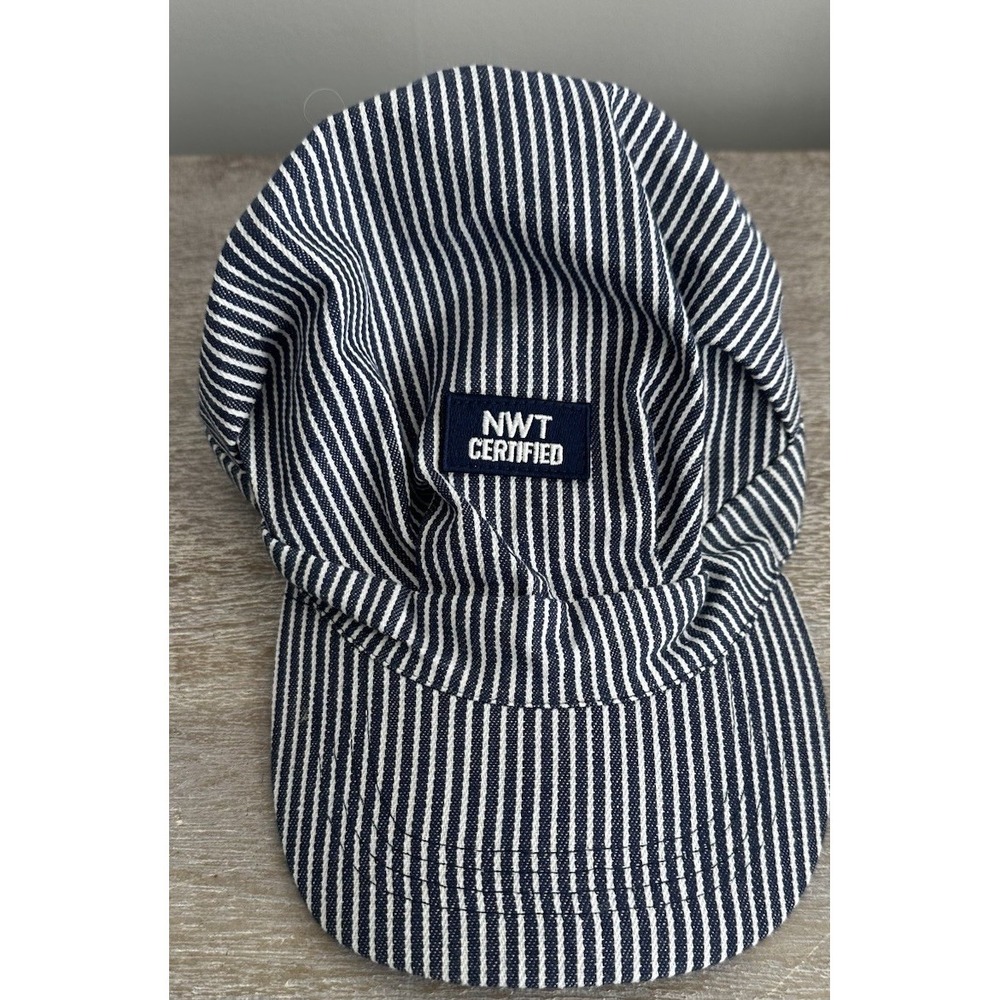 NEW Blue & White Stripe Train Conductor Hat Railroad Engineer Cap Toddler Thomas